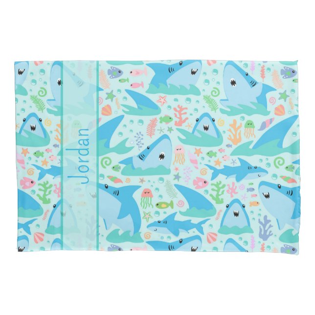 Shark Under The Sea Cute Personalized Pattern Pillowcase (Front)
