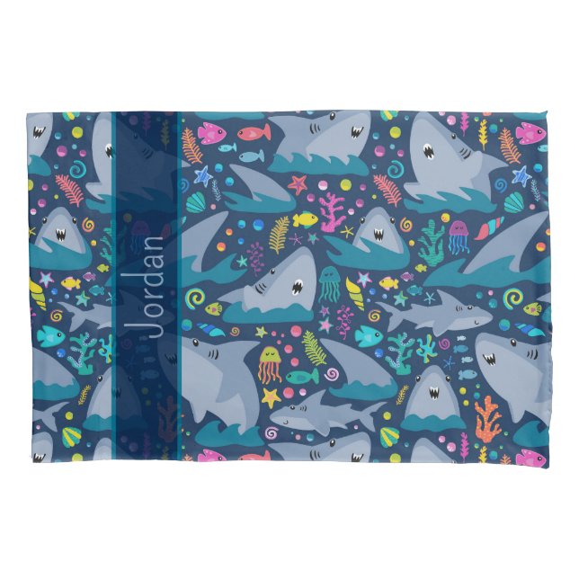 Shark Under The Sea Cute Personalized Pattern Pillowcase (Front)