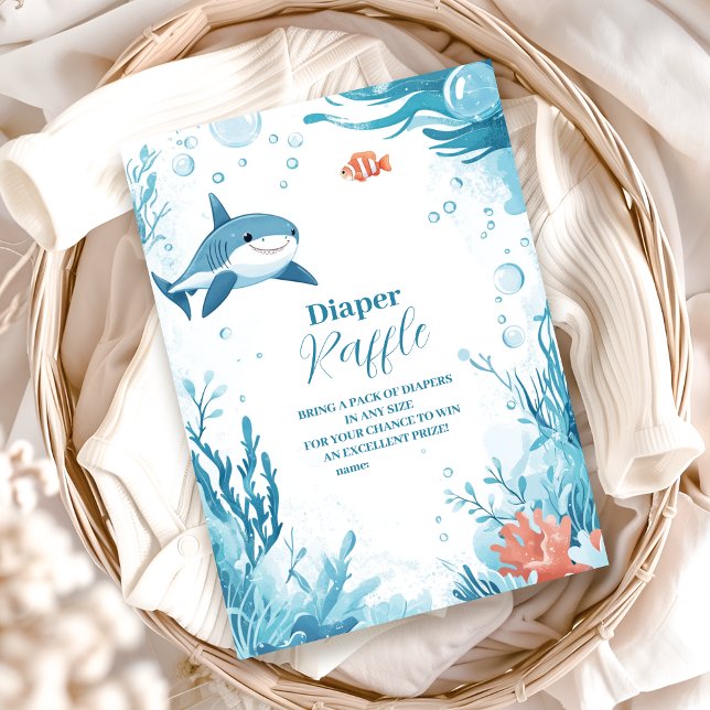 Shark Under the Sea Ocean Animals Diapper Raffle Enclosure Card (Creator Uploaded)