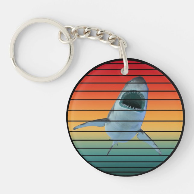 shark vintage style keychain (Front)