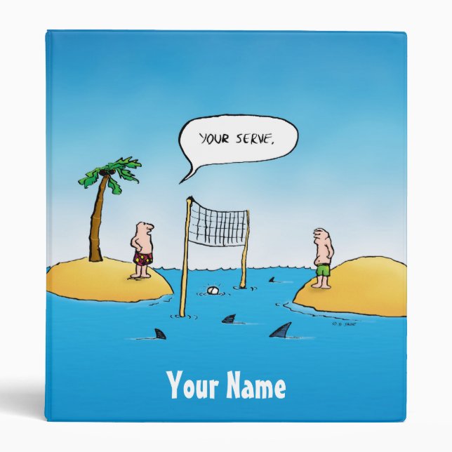 Shark Volleyball Funny Blue Classeur personnalisé (Devant)