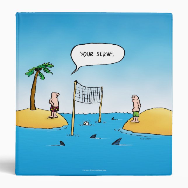 Shark Volleyball Funny Cartoon Binder (Front)