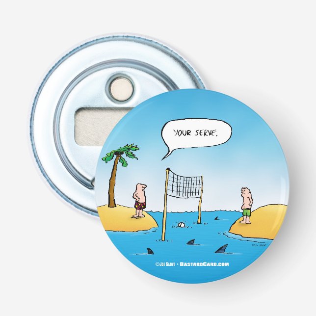 Shark Volleyball Funny Cartoon Bottle Opener (Front)