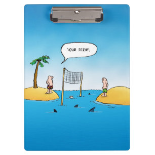 Shark Volleyball Funny Cartoon Clipboard