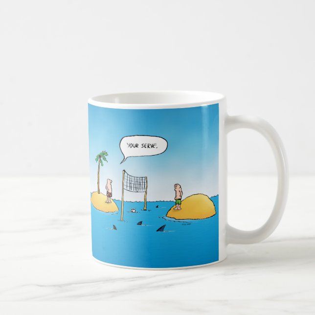 Shark Volleyball Funny Cartoon Coffee Mug (Right)
