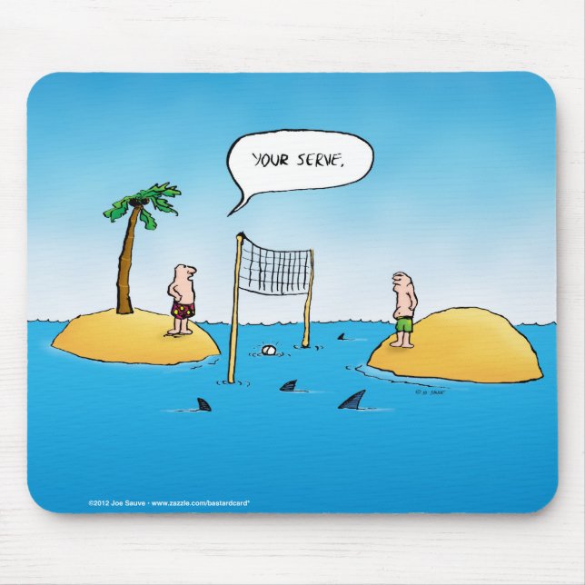 Shark Volleyball Funny Cartoon Mouse Pad (Front)