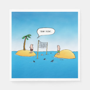 Shark Volleyball Funny Cartoon Napkin