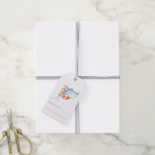 Shark watercolor baby shower display gifts tags