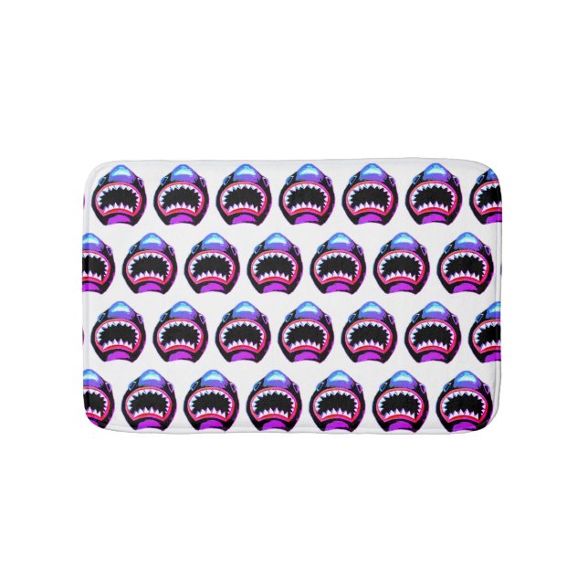 Shark Watercolor Pink Purple Illustration Bath Mat (Front)