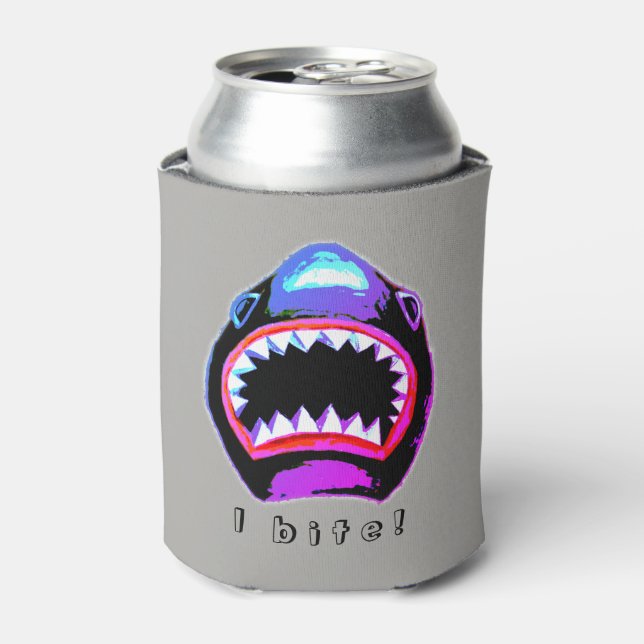 Shark Watercolor Pink Purple Illustration Can Cooler (Can Front)