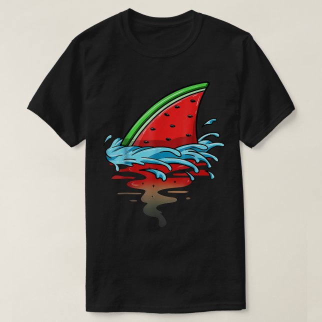 Shark Watermelon Lover Fish Summer Fruit Slice See T-Shirt (Design Front)