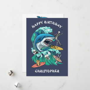 Shark wave custom Birthday Card