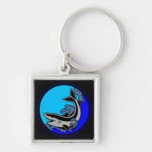 Shark Waves Keychain