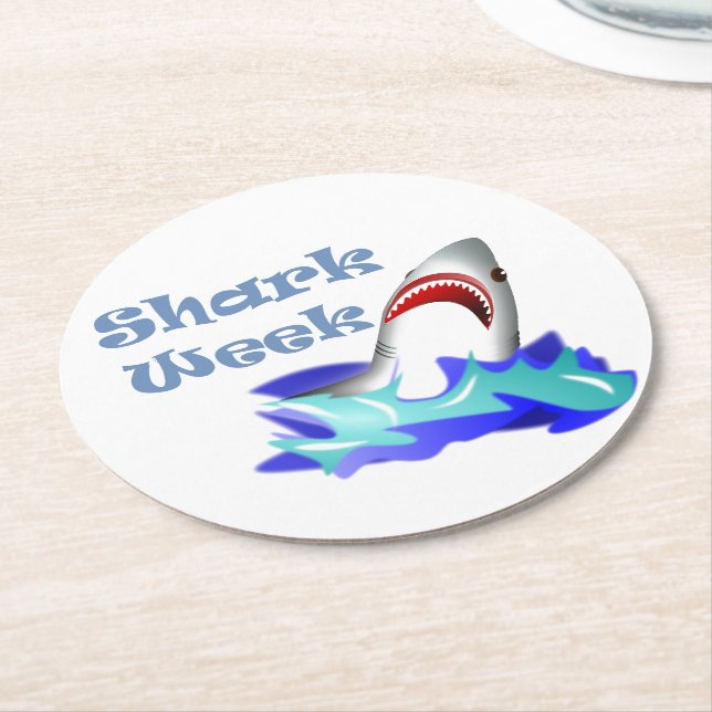 Shark Week Round Paper Coaster (Angled)