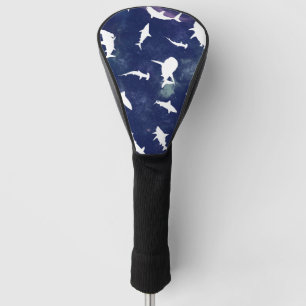 Shark white shadow on Dark galaxy Space Golf Head Cover