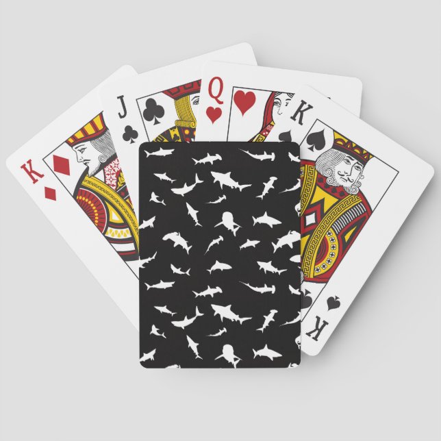 Shark white shadow on Dark galaxy Space Playing Cards (Back)