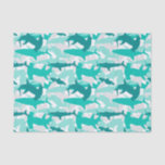 Shark White & Teal Camouflage Pattern Tissue Paper<br><div class="desc">Add a "bite" of fun to your gift with this cool (yet scary!) shark camouflage pattern tissue paper set. The white, gray and teal colouring gives the look of a fun and fresh underwater feel. But beware of that pop of red added in for extra scare! Matching items can be...</div>