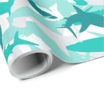 Shark White & Teal Camouflage Print Wrapping Paper<br><div class="desc">Add a "bite" of fun to your gift with this cool (yet scary!) shark camouflage patterned wrapping paper. The white,  gray and teal colouring gives the look of a fun and fresh under the sea feel. Matching items can be found in our 'A Bite of Summer Fun' collection.</div>