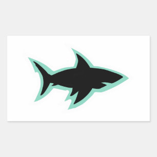 Shark window silhouette white outline sticker