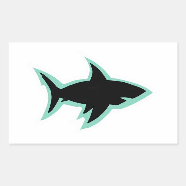 Shark window silhouette white outline sticker (Front)
