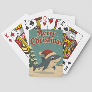 Shark Winter Yard Animal Christmas Playing Cards