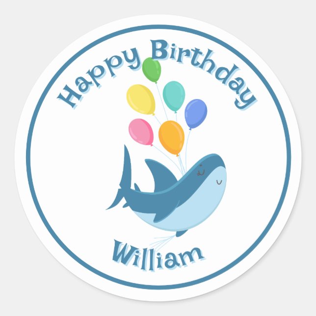 Shark with Ballons Classic Round Sticker (Front)