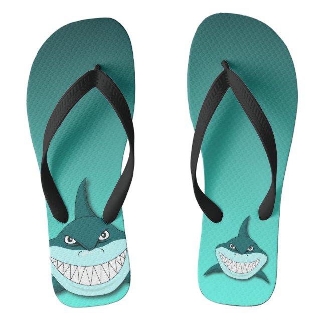 Shark with gradient background flip flops (Footbed)