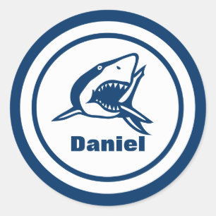 Shark with Name Classic Round Sticker
