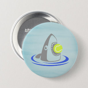 Shark with Tennis Ball 3 Inch Round Button