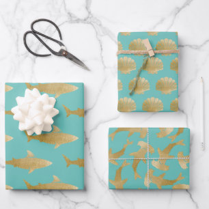 Shark Wrapping Paper Flat Sheet Set of 3