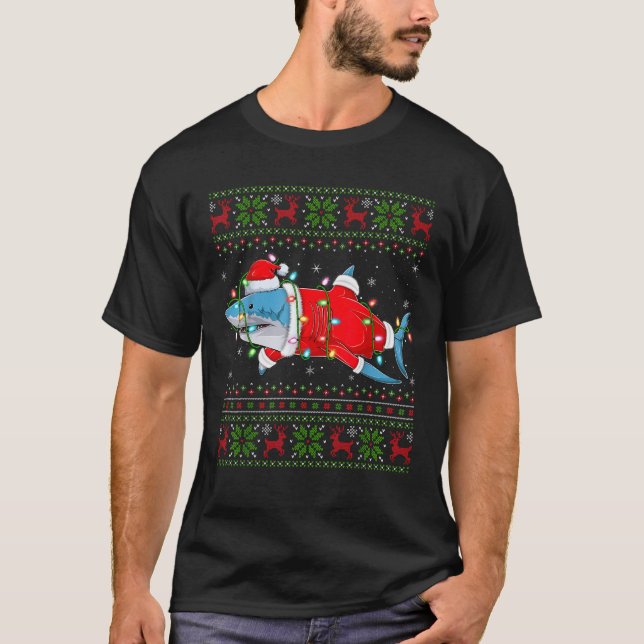 Shark Xmas Sweater Style Ugly Santa Shark Christma (Front)