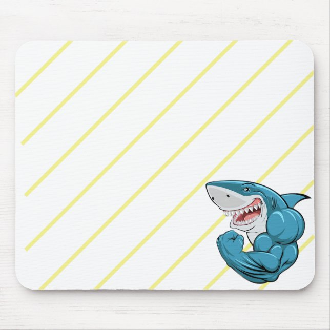 "Shark Zone Mouse Pad – Fierce Focus, Ocean Style" (Front)