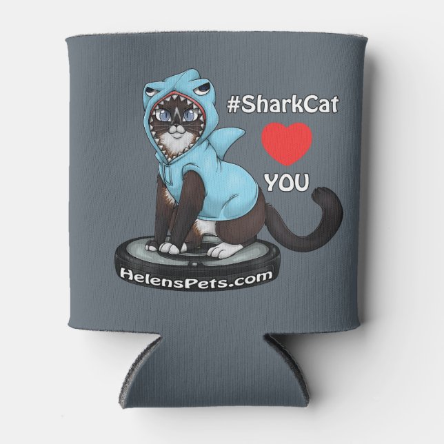 #SharkCat Loves You - Can Cooler (Front)
