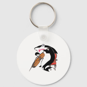 sharking playing cello keychain