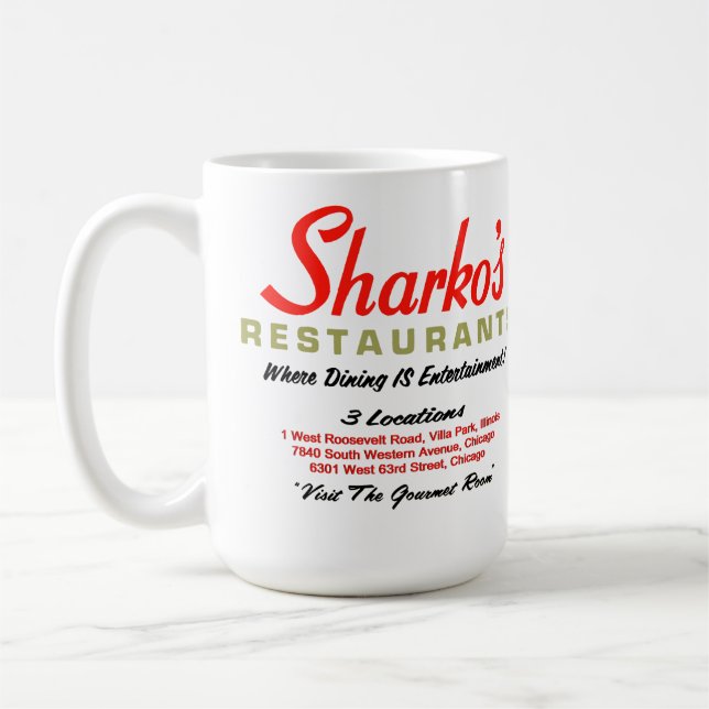 Sharko's Restaurants, 3 Locations, Illinois Coffee Mug (Left)
