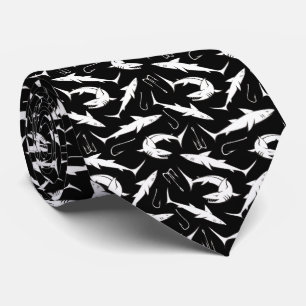 Sharks and Hooks Pattern Tie