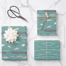 Sharks and Whales Underwater Wrapping Paper