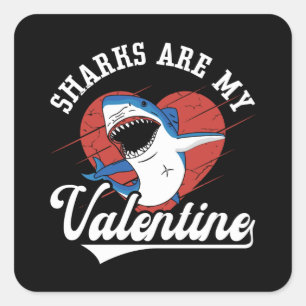 Sharks Are My Valentine Freediving Dive Freediver Square Sticker