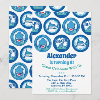 Sharks Birthday Invitation Boys Shark Party