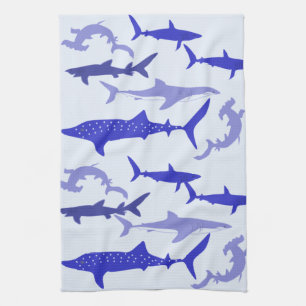 Sharks Blue Kitchen Towel
