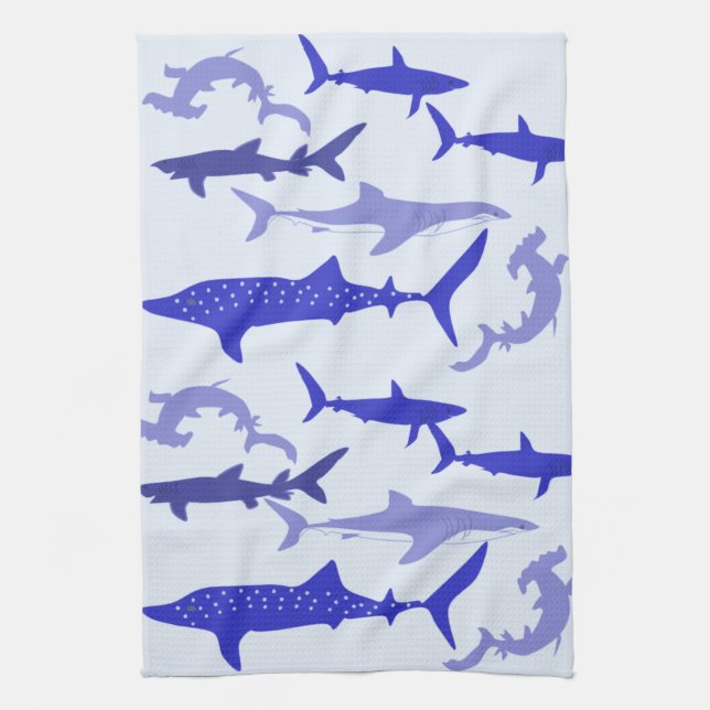 Sharks Blue Kitchen Towel (Vertical)