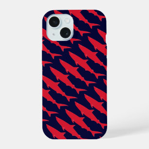 Sharks cool red & blue pattern iPhone 15 case