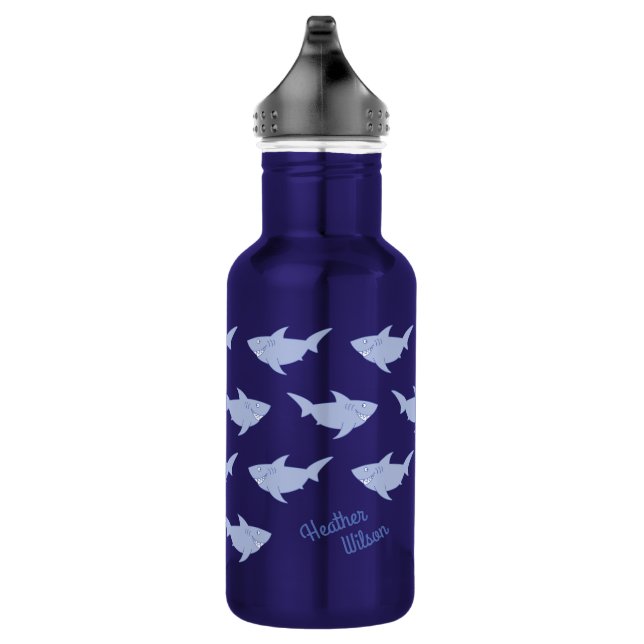 Sharks Cute Kids Water Bottle with Name (Right)
