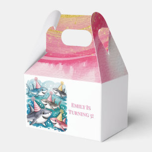 Sharks Cute Under The Sea Girl Birthday Party Favor Box