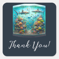 Sharks & Fish Aquatic Watercolor Aquarium Wedding