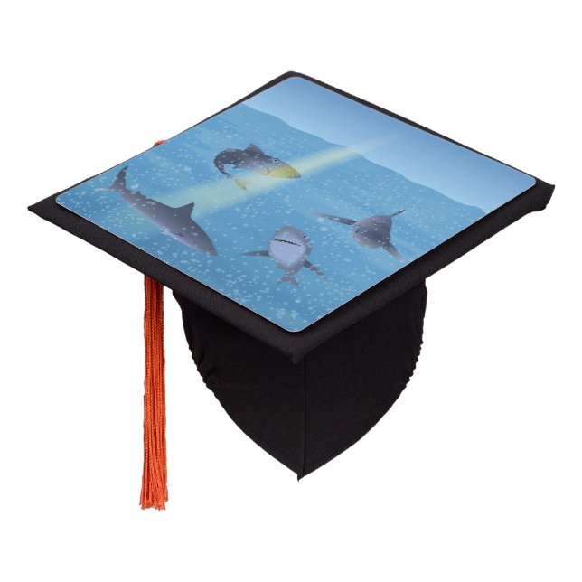Sharks Graduation Cap Topper (Angled)