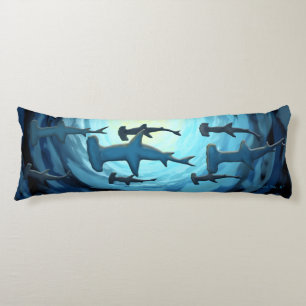 Sharks in Silhouette with Sun Ball Print Body Pillow