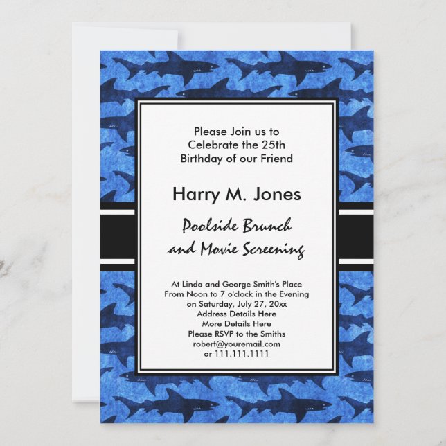 Sharks in the Deep Blue Sea Invitation (Back)