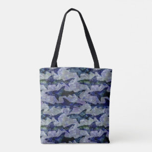 Sharks in the Deep Blue Sea Pattern Tote Bag