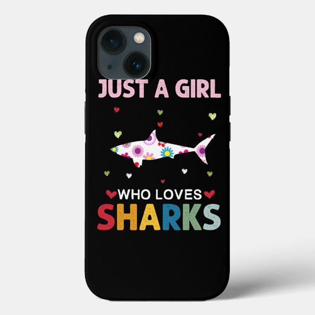 Sharks Lover Just a Girl Who Loves Sharks Daisy Fl Case-Mate iPhone Case (Back)